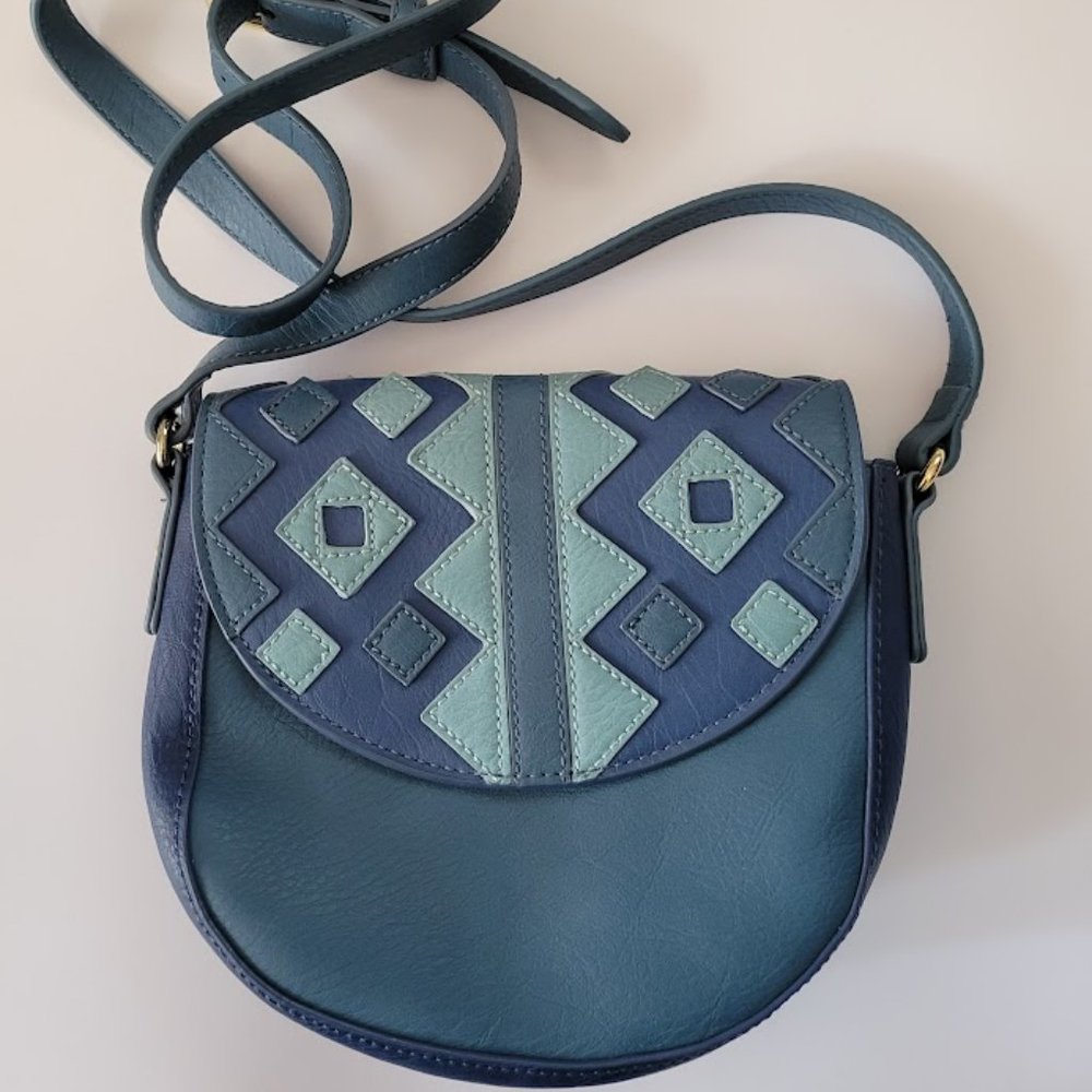 I.N.C International Concepts Faux Leather Blue Crossbody Bag‎ NWOT